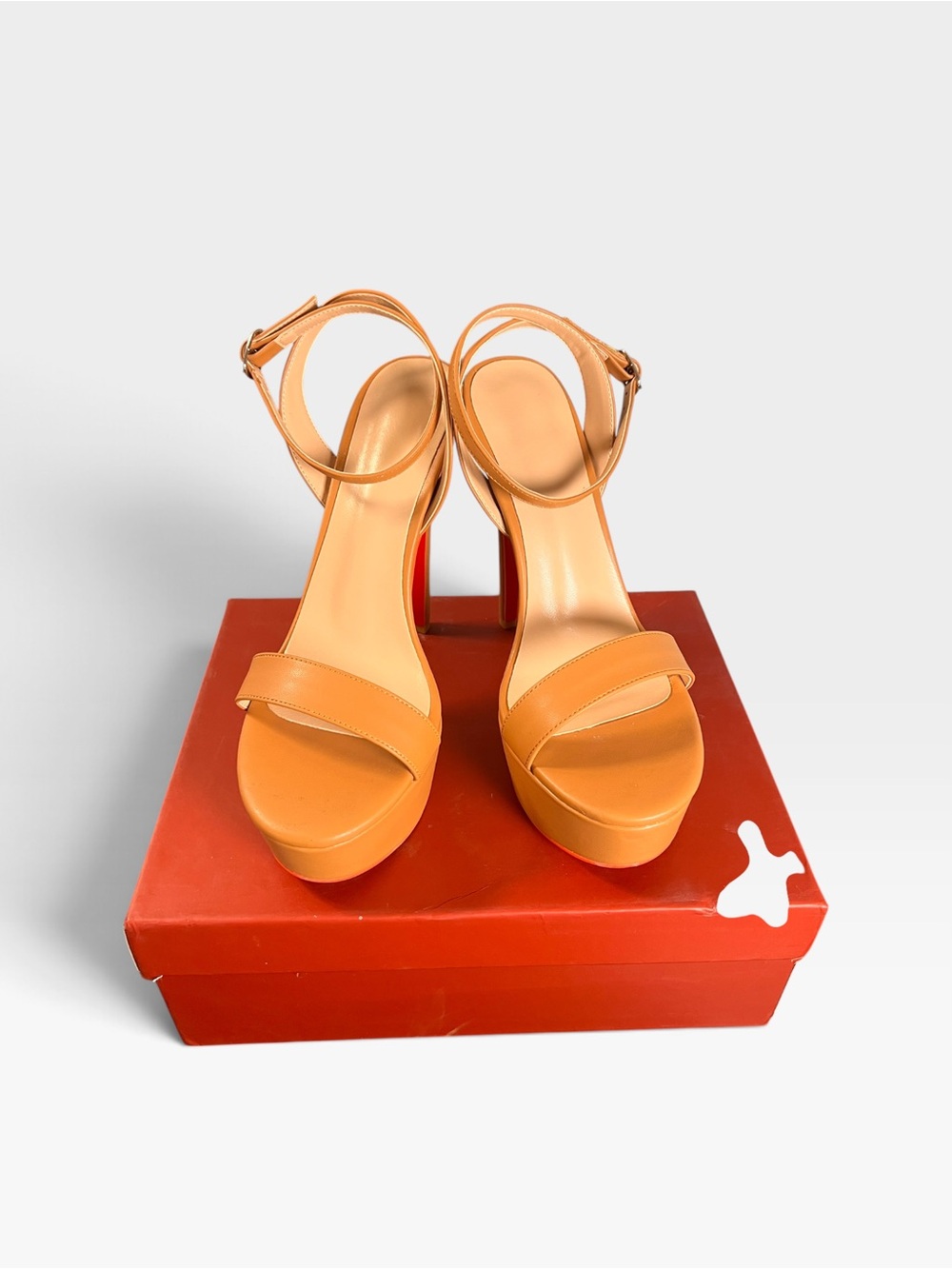 Red Bottom Tan Platform Y2K Heel Sandal